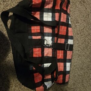 Thirty-One Red and Black Plaid Duffel Bag
